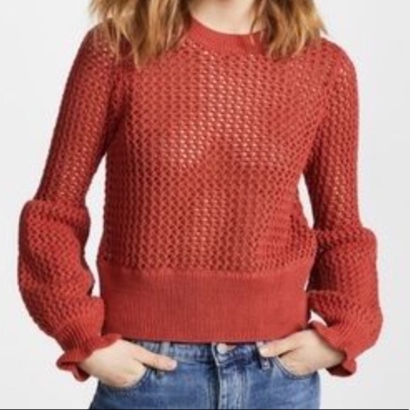 Rebecca Minkoff Rust Puff Sleeve Sweater size XS - Picture 1 of 10